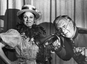 Hillie and Clive Dunn in black and white