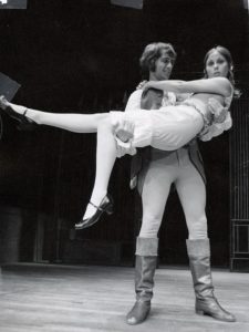 Michael Watkins as Ramble and Hillie as Hilaret in 'Lock Up Your Daughters' at Wyvern Theatre in Swindon in 1973